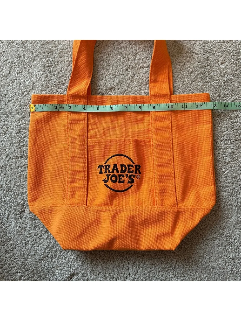 Trader Joe's Trick or Treat Small Orange Canvas Tote Bag